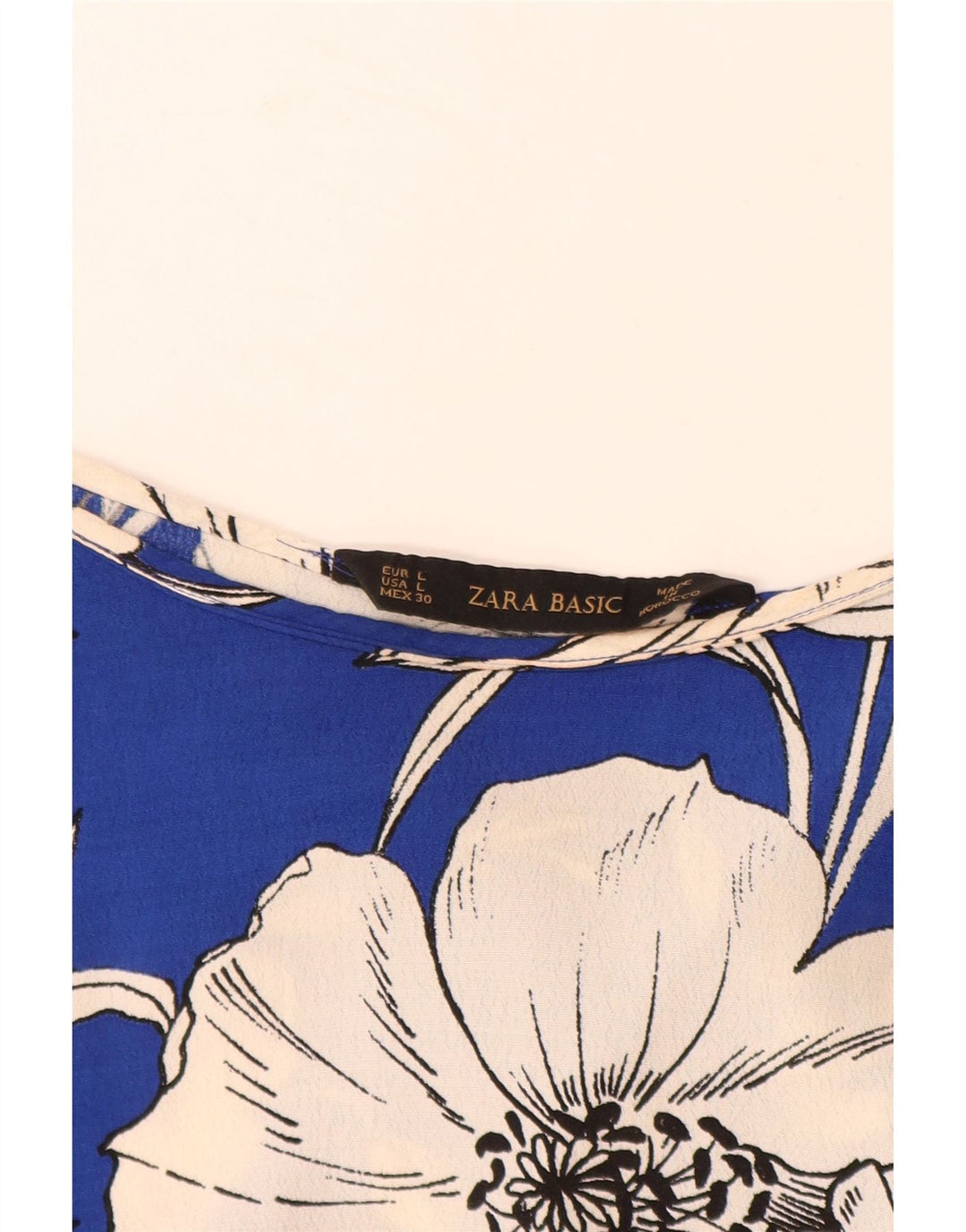 ZARA Womens Oversized Blouse Top UK 16 Large Blue Floral