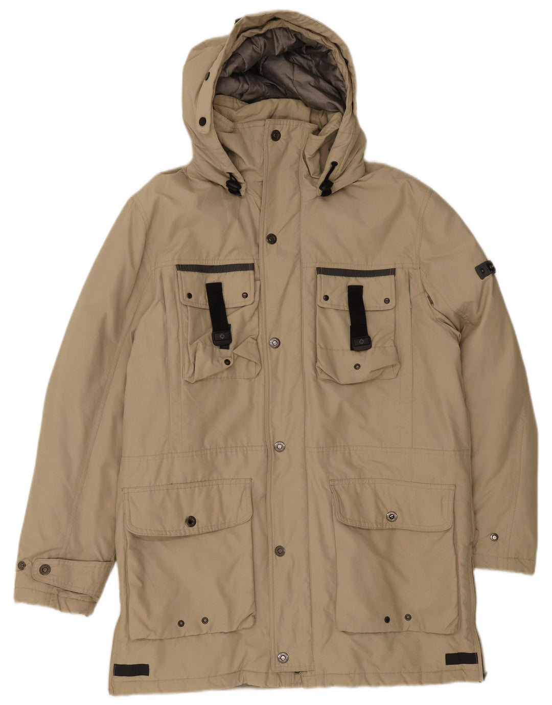 Canadiens Mens Hooded Padded Coat IT 48 Medium Beige Cotton