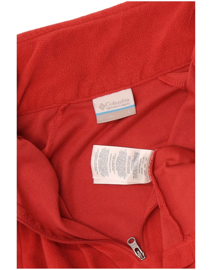 Columbia Womens Zip Neck Fleece Jumper UK 16 Large Red Polyester