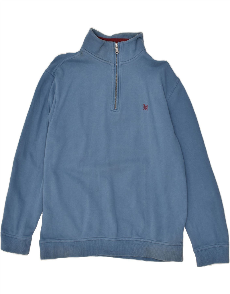 CREW CLOTHING Mens Zip Neck Sweatshirt Jumper Large Blue Cotton | Vintage Crew Clothing | Thrift | Second-Hand Crew Clothing | Used Clothing | Messina Hembry 