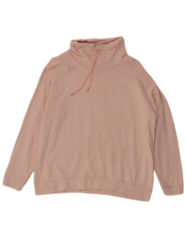 John Lewis Womens Roll Neck Sweatshirt Jumper UK 14 Large Pink Cotton