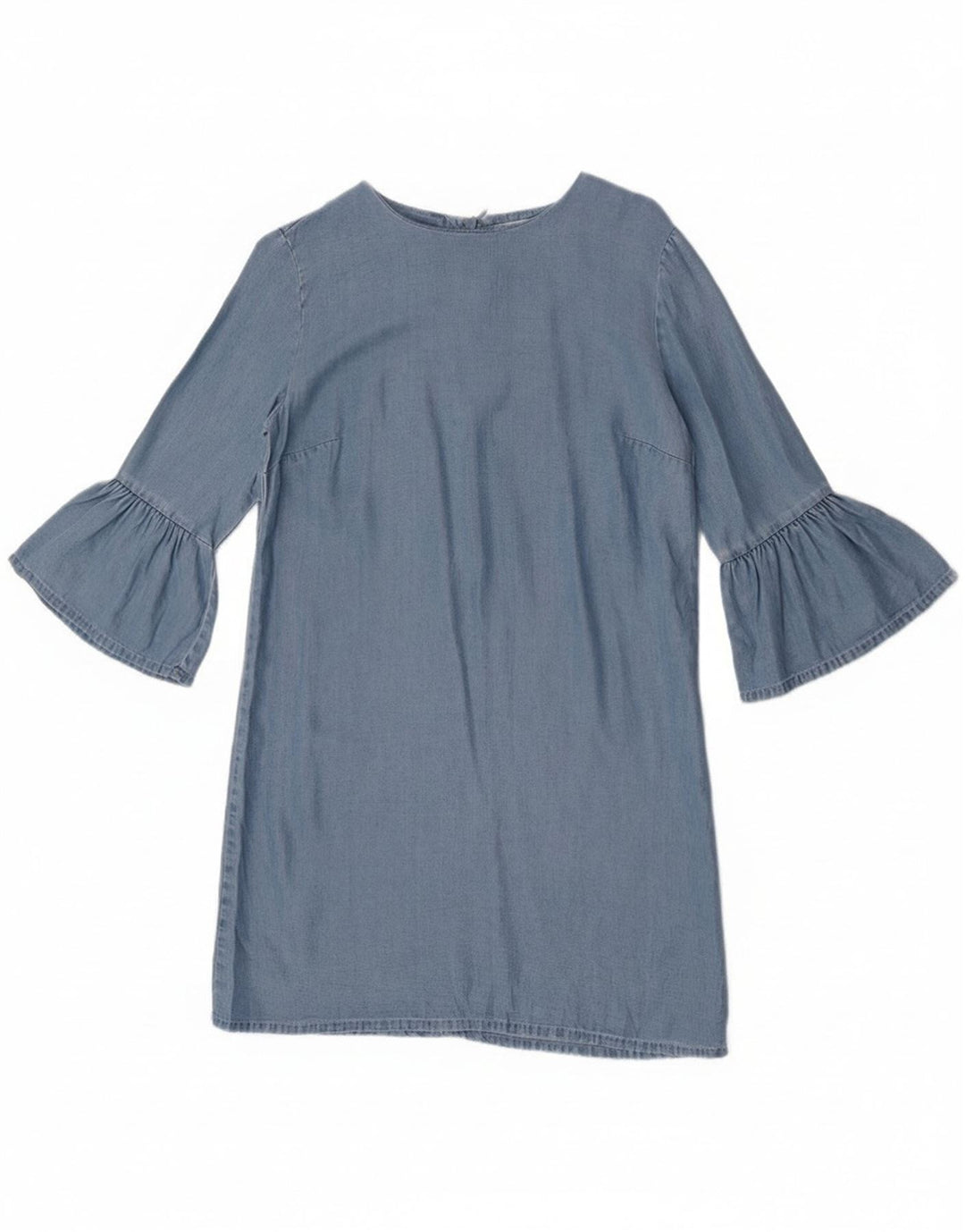 Zara Womens 3/4 Sleeve Shift Dress UK 10 Small Blue Lyocell