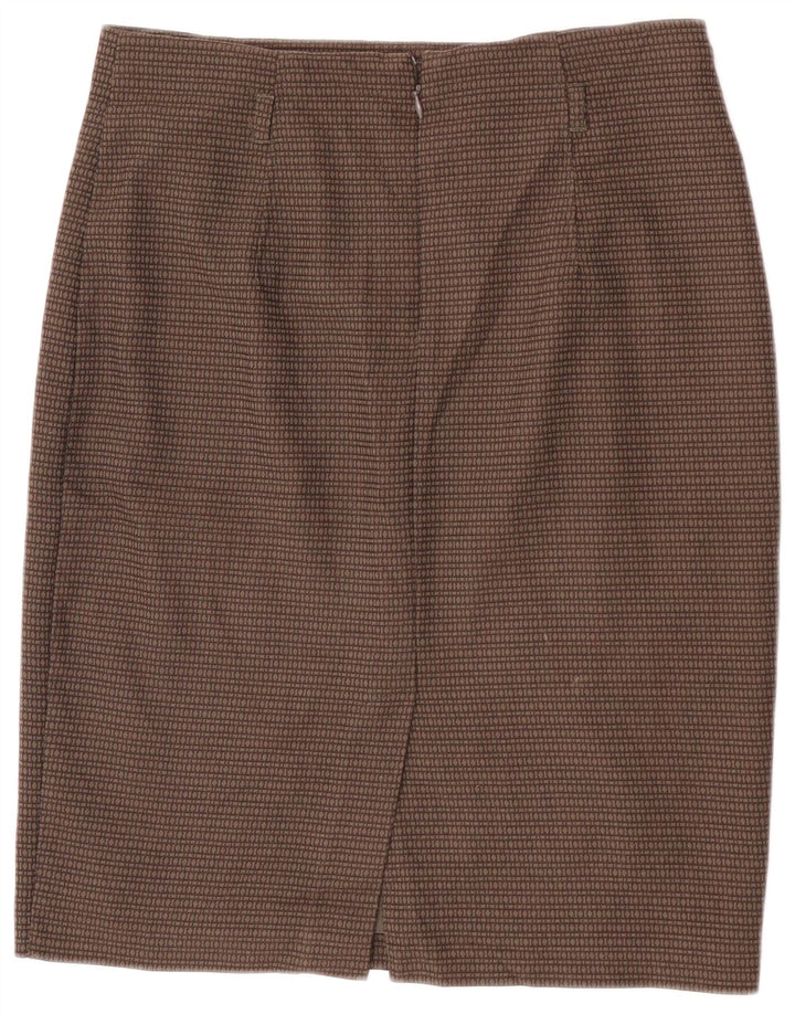 Marks & Spencer Womens Pencil Skirt  W32 Large Brown Geometric Polyester