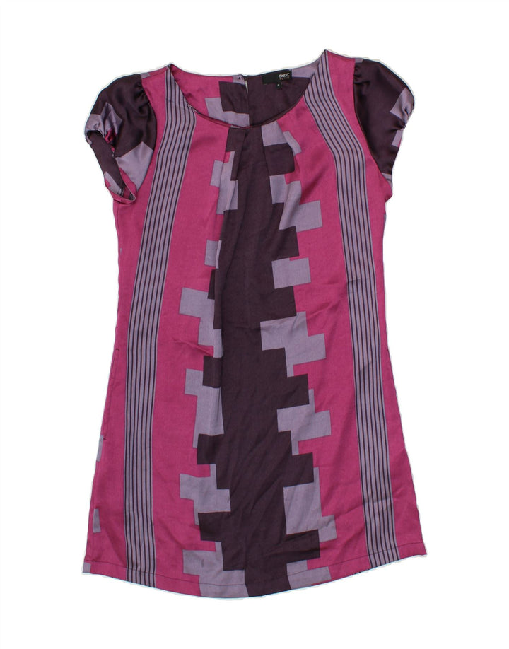 NEXT Womens Tunic Dress UK 10 Small Pink Geometric Polyester Vintage Next and Second-Hand Next from Messina Hembry 