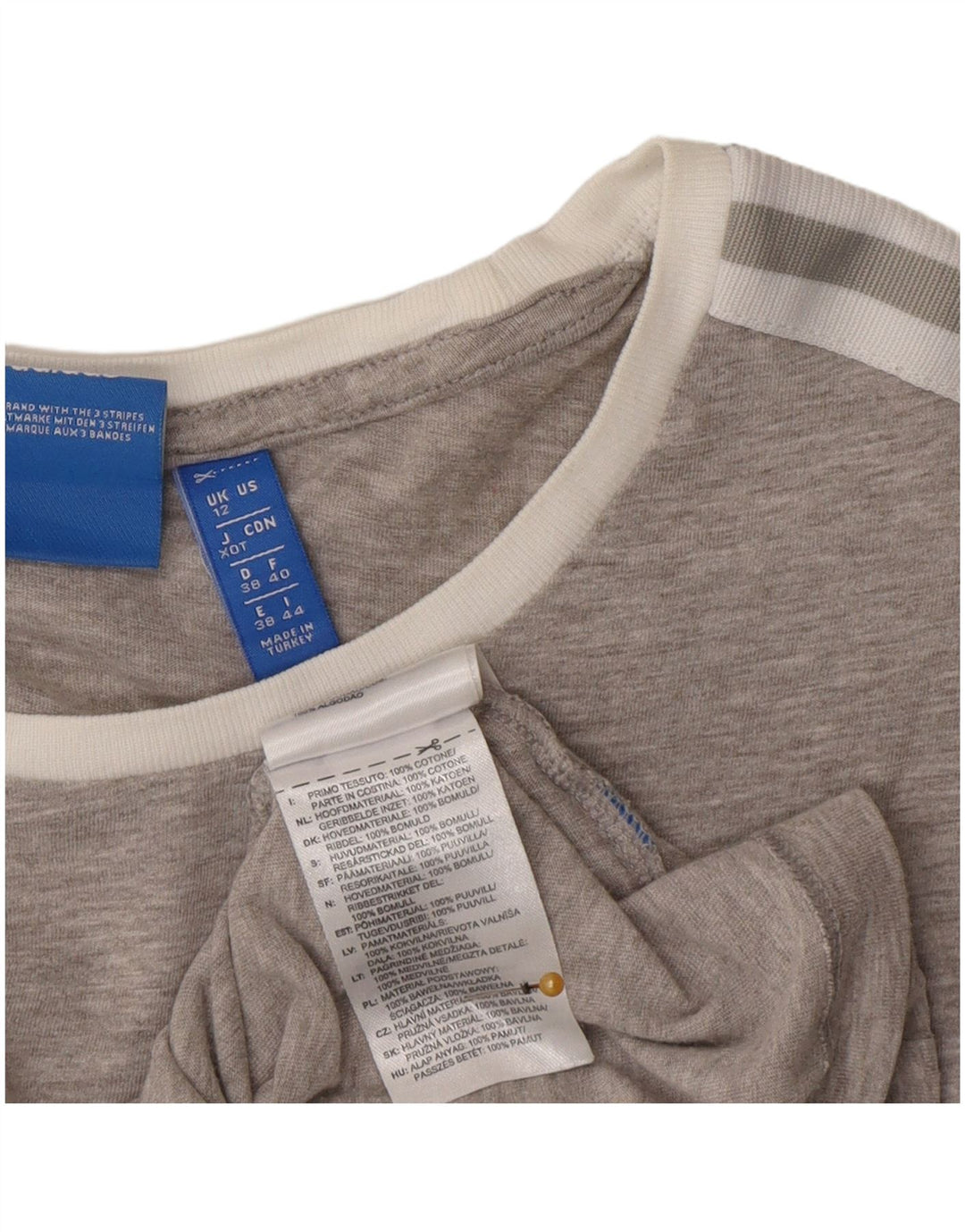 Adidas Womens T-Shirt Top UK 12 Medium  Grey Cotton