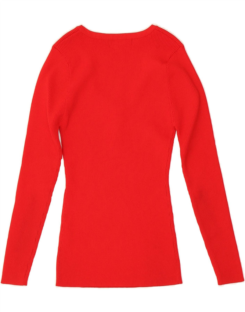 KAREN MILLEN Womens Top Long Sleeve UK 12 Medium Red Polyester Vintage Karen Millen and Second-Hand Karen Millen from Messina Hembry 