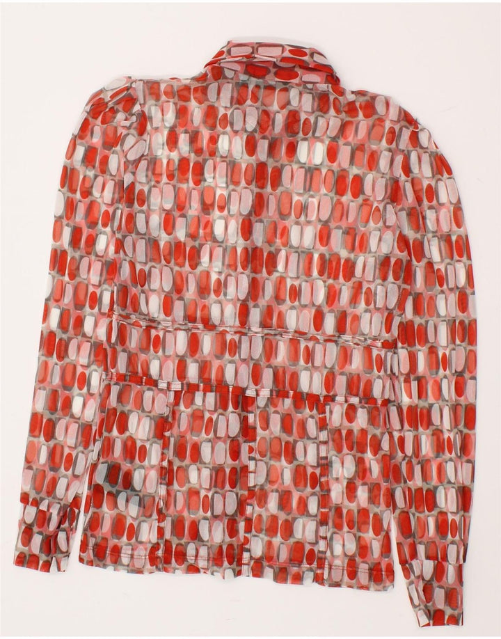 MEXX Womens Abstract Pattern See Through Shirt Blouse UK 12 Medium Red Vintage Mexx and Second-Hand Mexx from Messina Hembry 