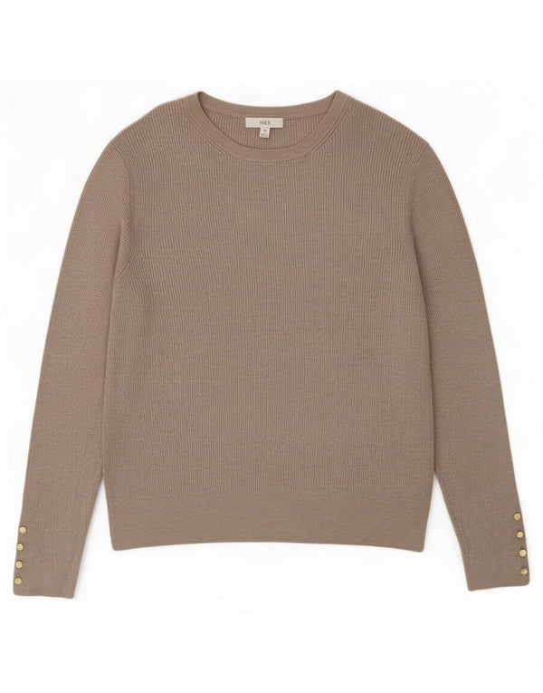 Marks & Spencer Womens Boat Neck Jumper Sweater UK 20 2XL Brown Viscose