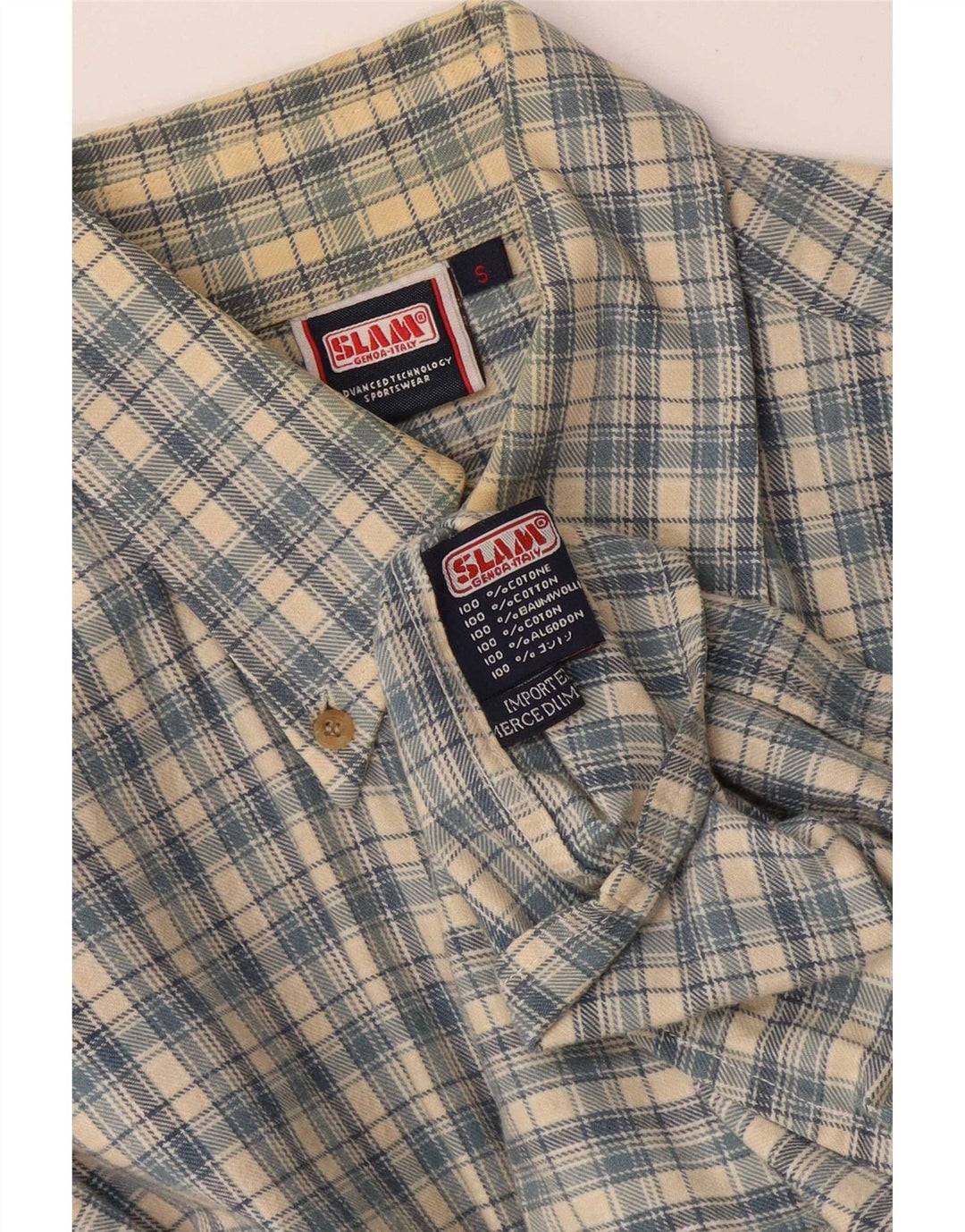 Slam Mens Shirt Small Blue Check Cotton
