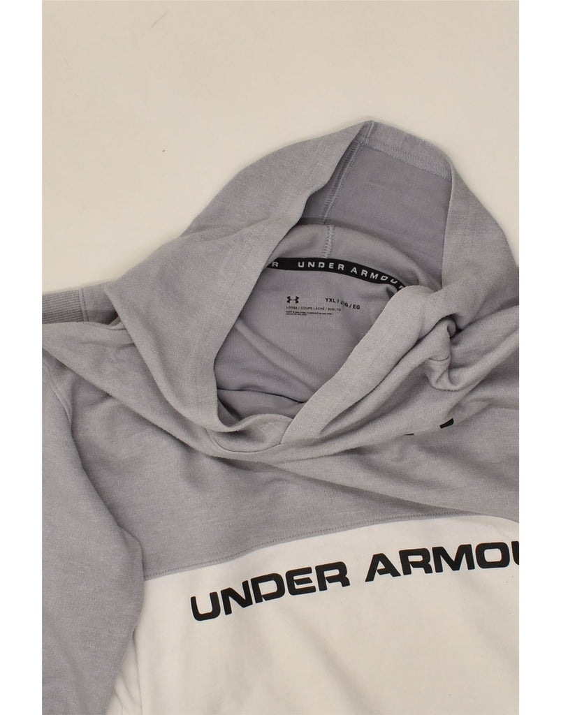 UNDER ARMOUR Boys Graphic Hoodie Jumper 15-16 Years Grey Colourblock | Vintage Under Armour | Thrift | Second-Hand Under Armour | Used Clothing | Messina Hembry 