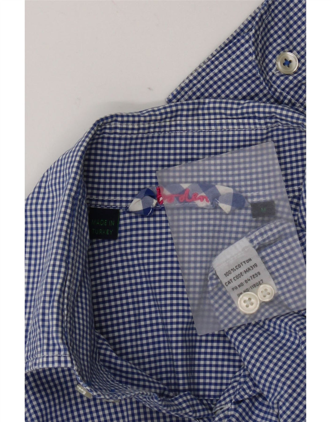 Boden Mens Shirt Medium Blue Gingham Cotton
