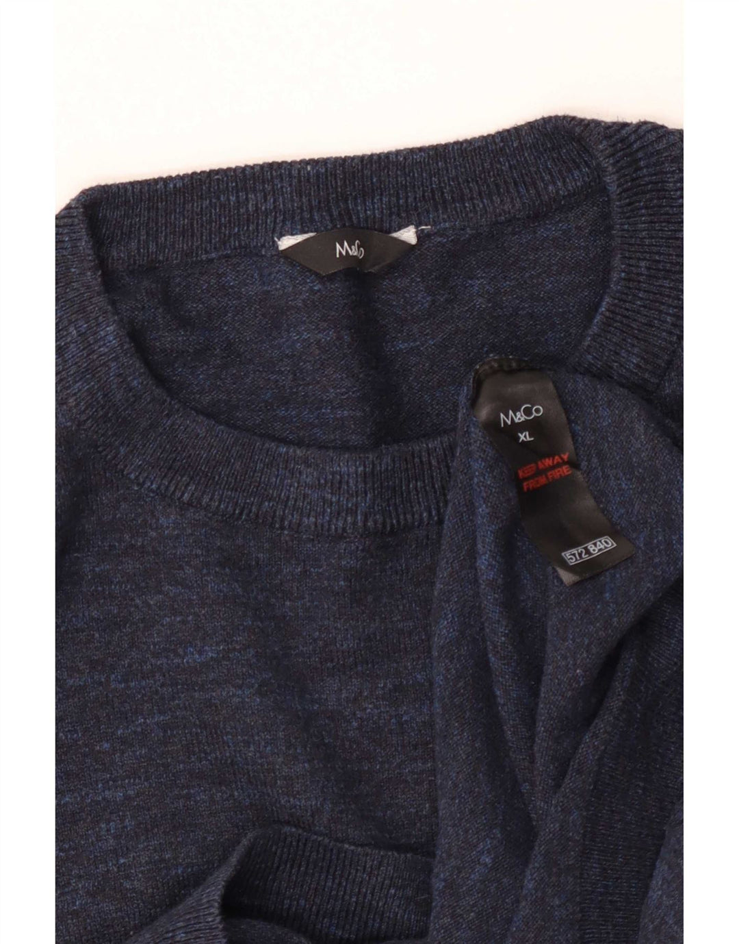 M&Co Mens Crew Neck Jumper Sweater XL Navy Blue Cotton