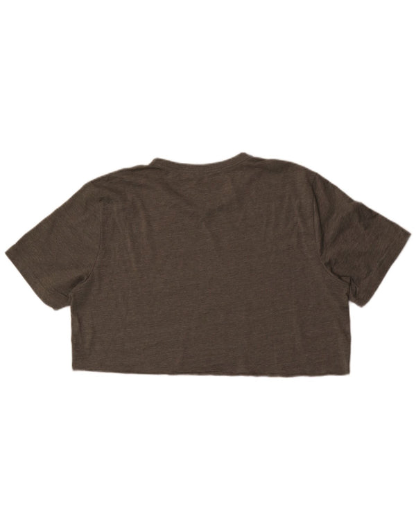 Puma Womens Crop Graphic T-Shirt Top UK 16 Large Grey Flecked