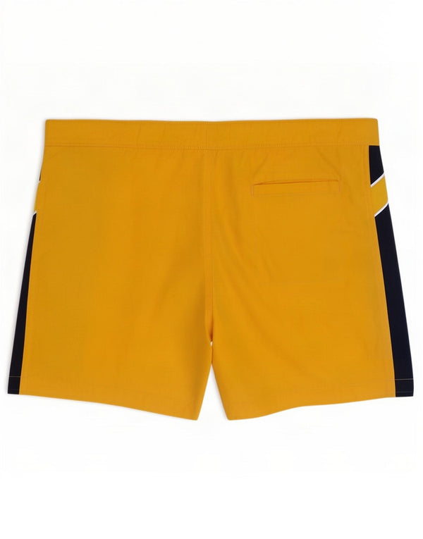 Champion Mens Graphic Swimming Shorts Medium Yellow Colourblock Polyester