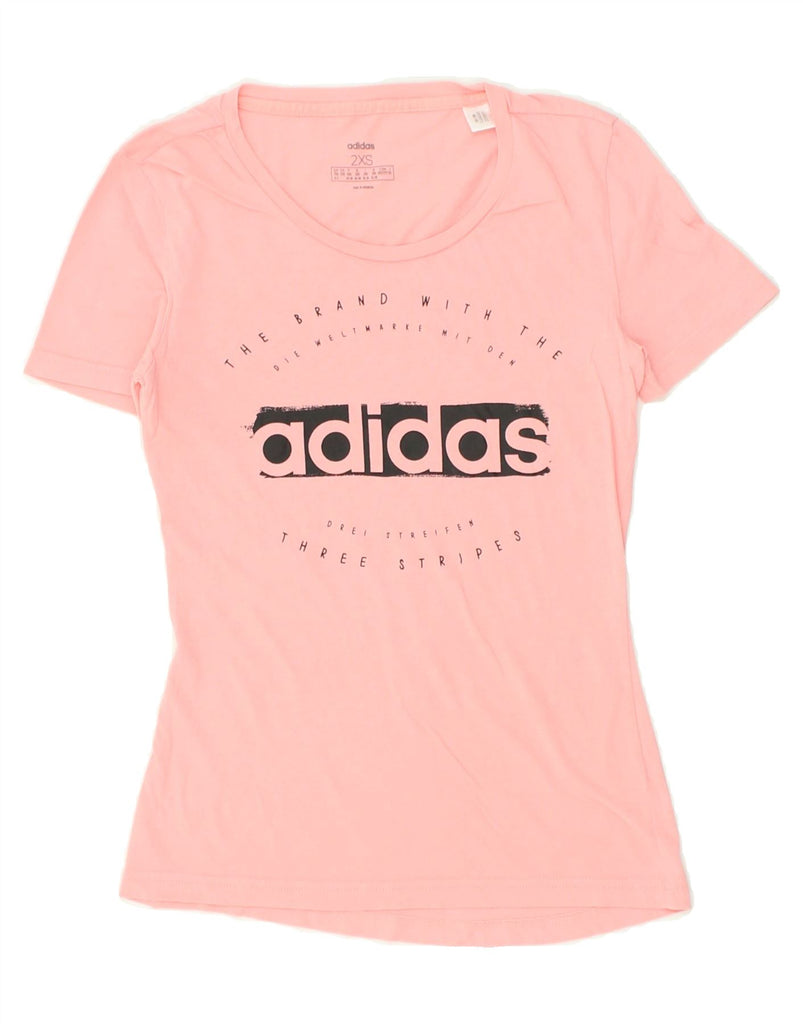 ADIDAS Womens Graphic T-Shirt Top UK 0/2 2XS Pink | Vintage Adidas | Thrift | Second-Hand Adidas | Used Clothing | Messina Hembry 