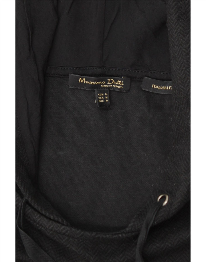 MASSIMO DUTTI Womens Hoodie Jumper UK 14 Medium Black Chevron