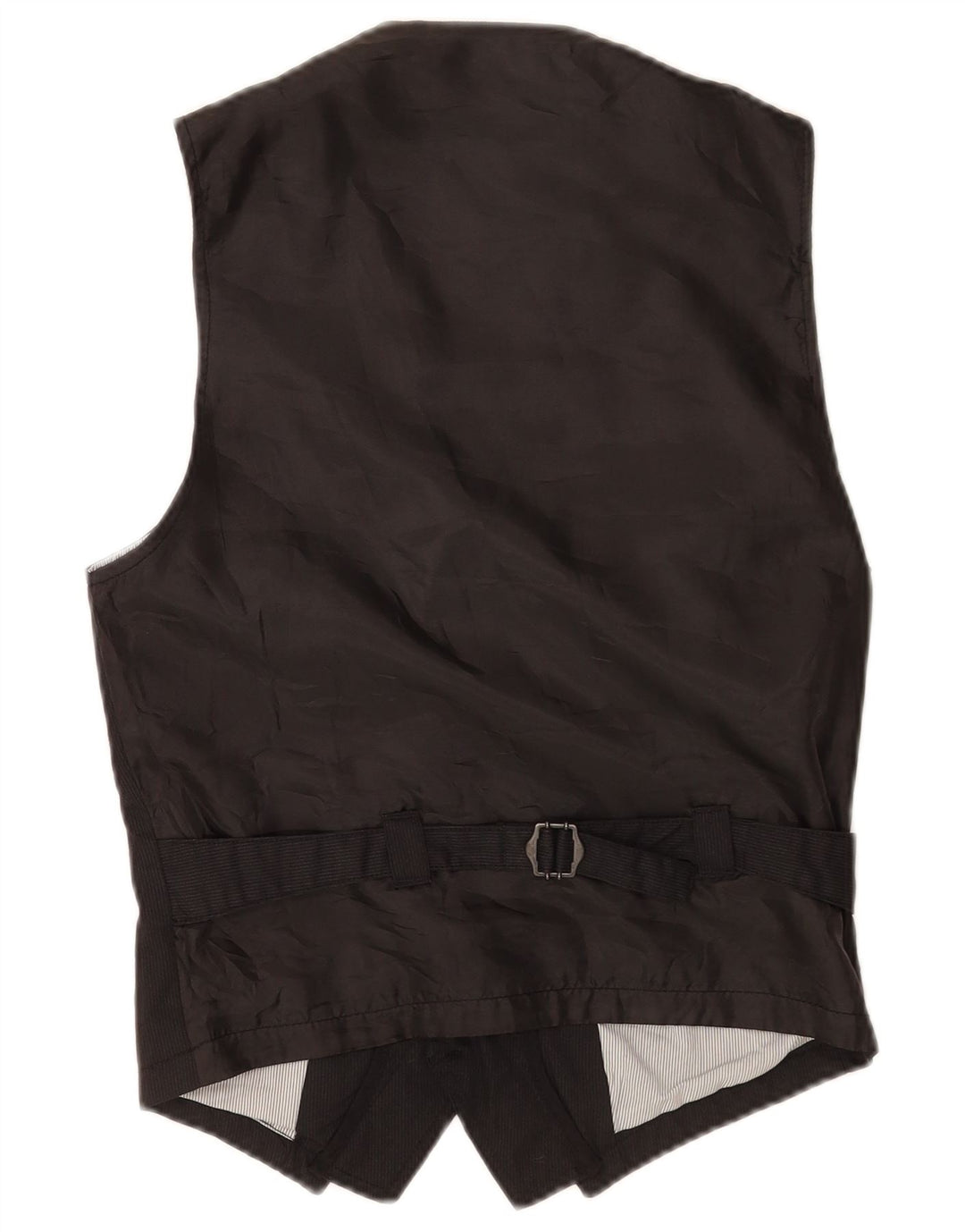 Zara Mens Waistcoat XS Black Pinstripe Polyester