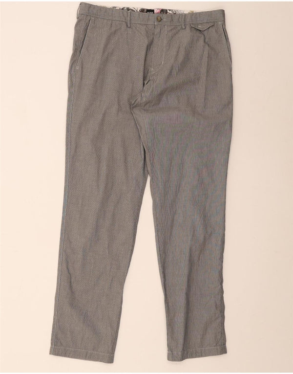 Hugo Boss Mens Regular Fit Chino Trousers IT 52 XL W38 L32 Grey Pinstripe