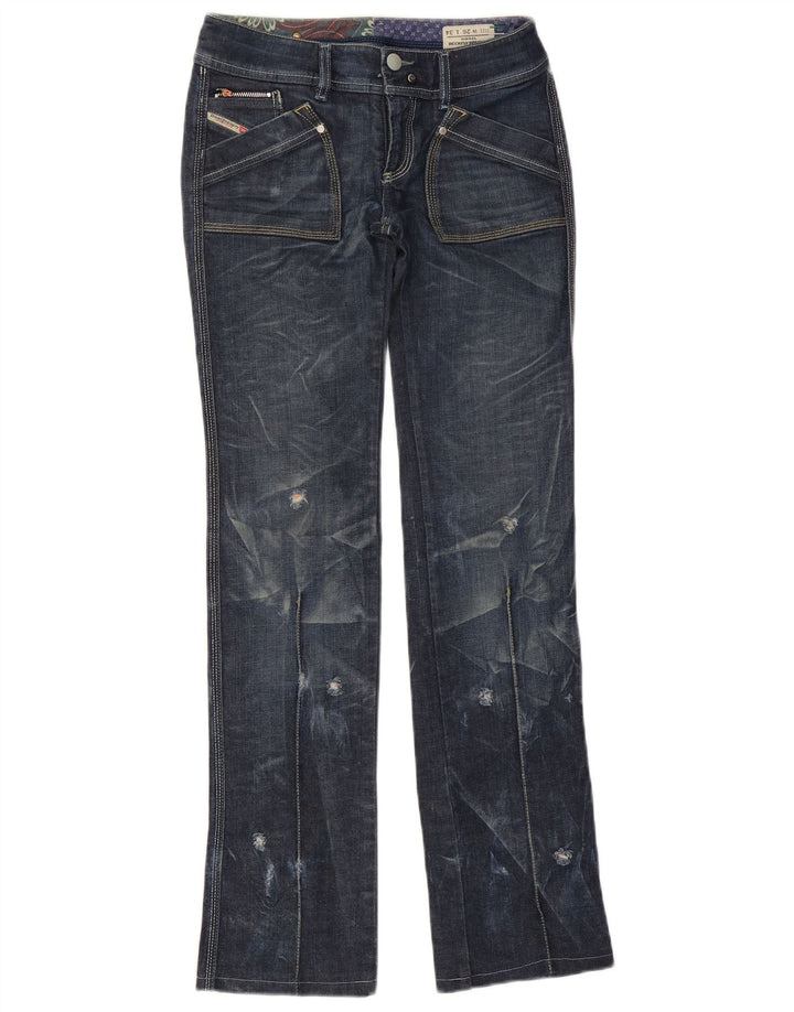DIESEL Womens Reckfly Bootcut Jeans W26 L32 Navy Blue Cotton