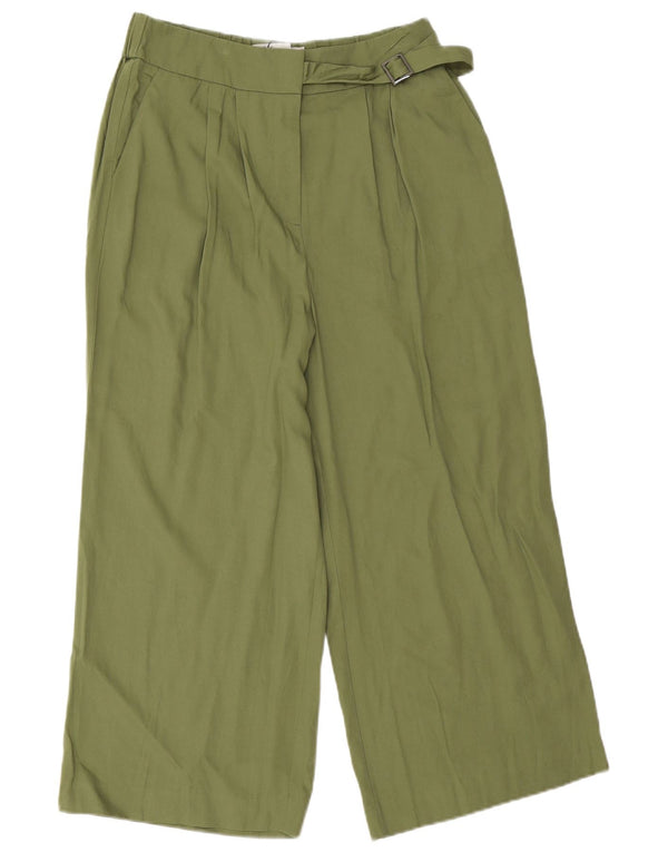 Oasis Womens High Waist Wide Leg Capri Trousers UK 12 Medium W28 L22 Green