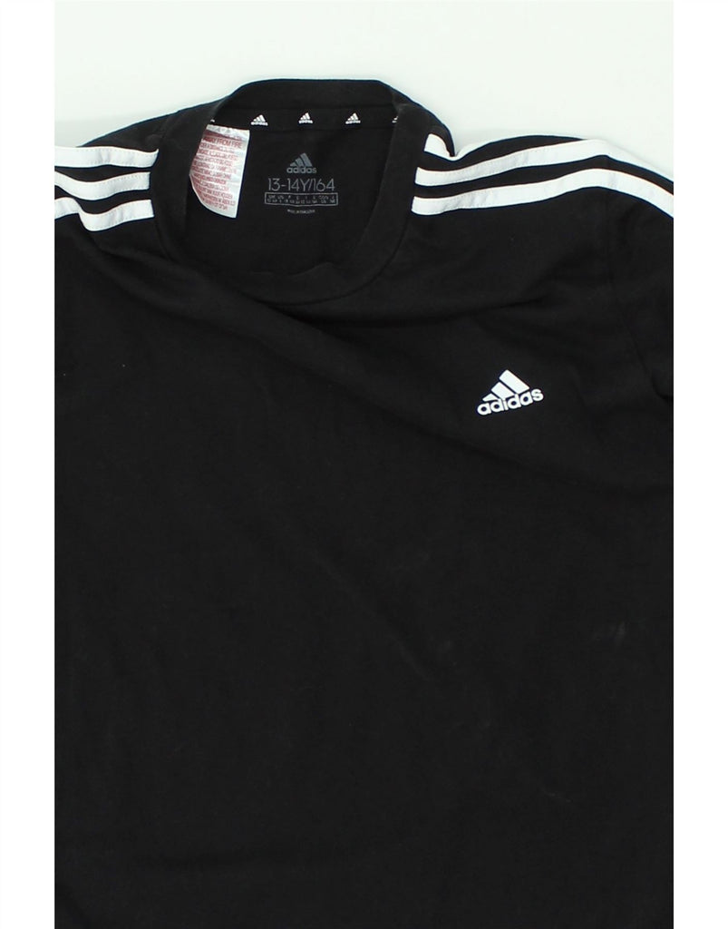 ADIDAS Boys T-Shirt Top 13-14 Years Black Cotton | Vintage Adidas | Thrift | Second-Hand Adidas | Used Clothing | Messina Hembry 