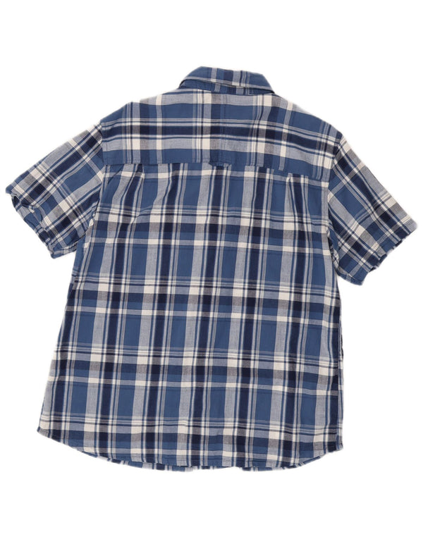 Mountain Warehouse Mens Short Sleeve Shirt Large Blue Check Cotton