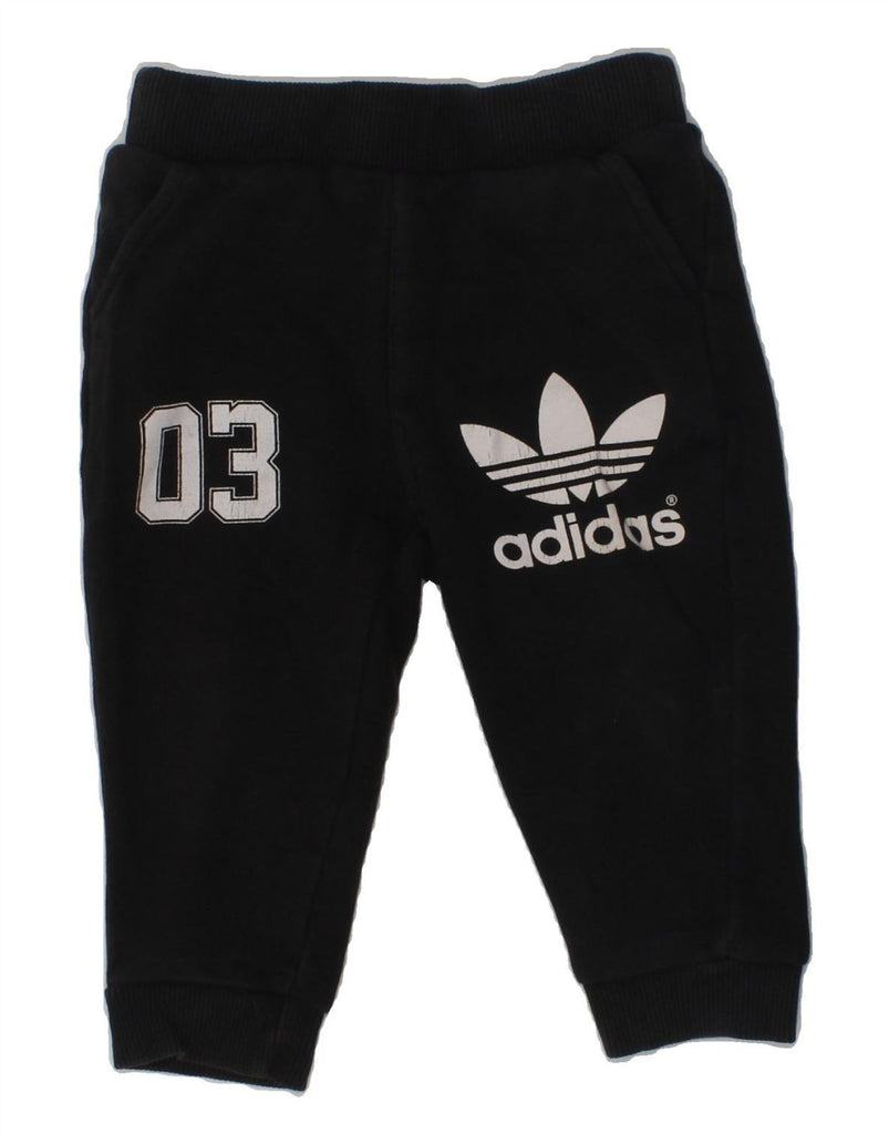 ADIDAS Baby Boys Graphic Joggers Tracksuit Trousers 9-12 Months Black | Vintage Adidas | Thrift | Second-Hand Adidas | Used Clothing | Messina Hembry 