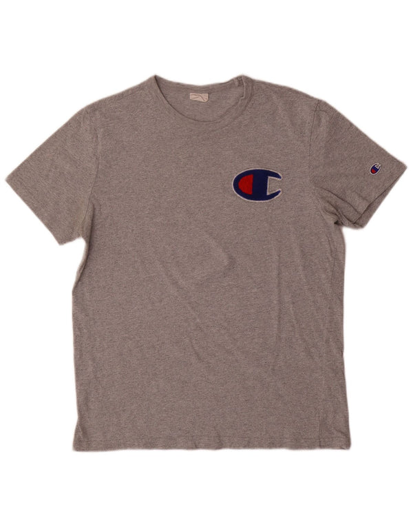 Champion Mens Graphic T-Shirt Top Large Grey Cotton