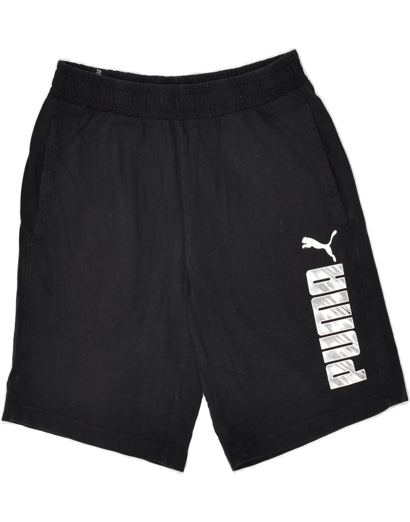 PUMA Mens Graphic Sport Shorts Small Black Cotton | Vintage Puma | Thrift | Second-Hand Puma | Used Clothing | Messina Hembry 