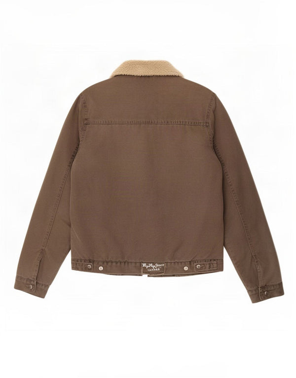 Vintage Mens Sherpa Bomber Jacket UK 38 Medium Khaki Colourblock