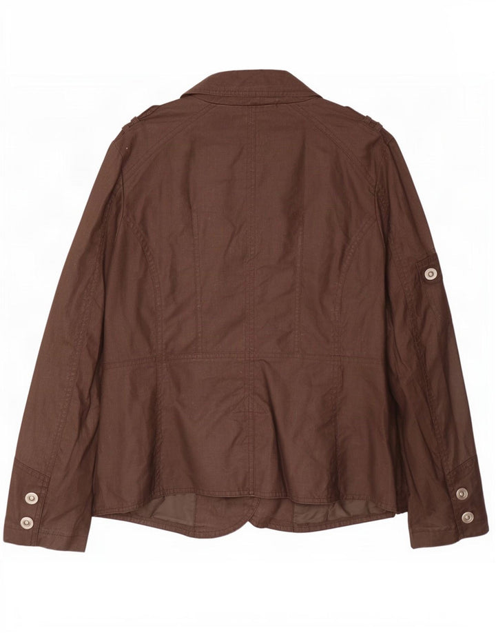 Sasha Womens Military Jacket UK 12 Medium Brown Cotton