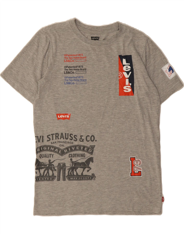 LEVI'S Boys Graphic T-Shirt Top 15-16 Years XL Grey Vintage Levi's and Second-Hand Levi's from Messina Hembry 