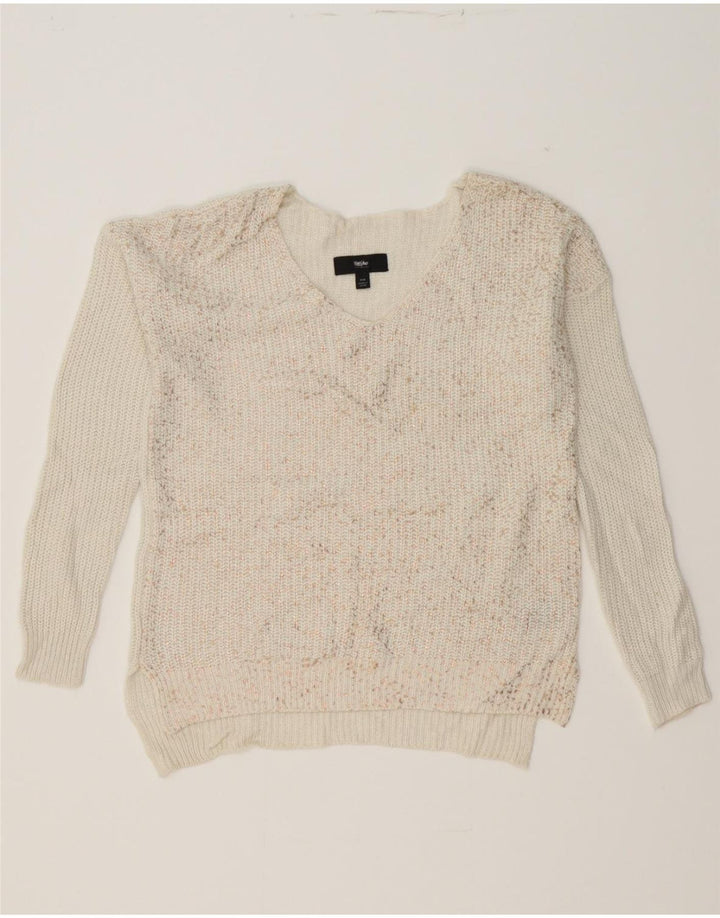 MOSSIMO Womens V-Neck Jumper Sweater UK 14 Medium Off White Flecked Vintage Mossimo and Second-Hand Mossimo from Messina Hembry 