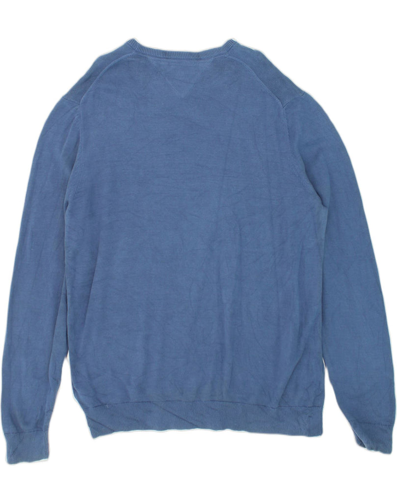 TOMMY HILFIGER Mens Crew Neck Jumper Sweater XL Blue Cotton | Vintage Tommy Hilfiger | Thrift | Second-Hand Tommy Hilfiger | Used Clothing | Messina Hembry 