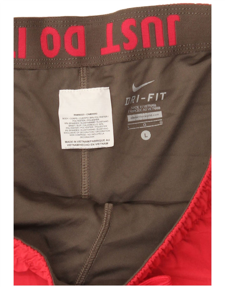 NIKE Womens Dri Fit Sport Shorts UK 16 Large  Red Polyester