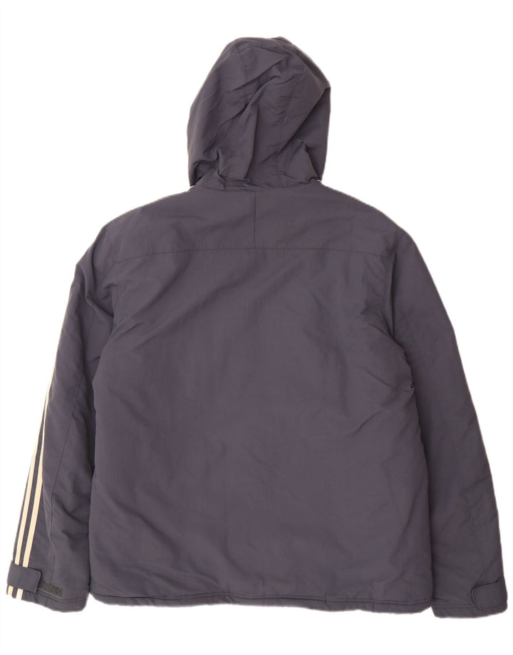 Adidas Mens Hooded Padded Jacket UK 40 Large Grey Polyamide