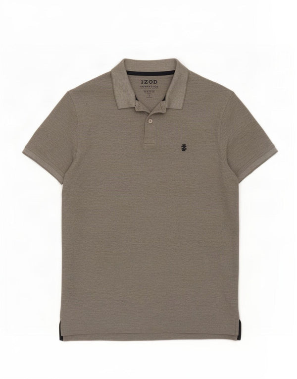 Izod Mens Slim Fit Polo Shirt Large Grey Cotton