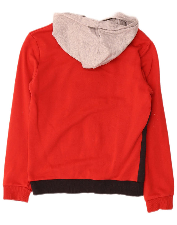 Puma Boys Graphic Hoodie Jumper 11-12 Years Red Colourblock Cotton