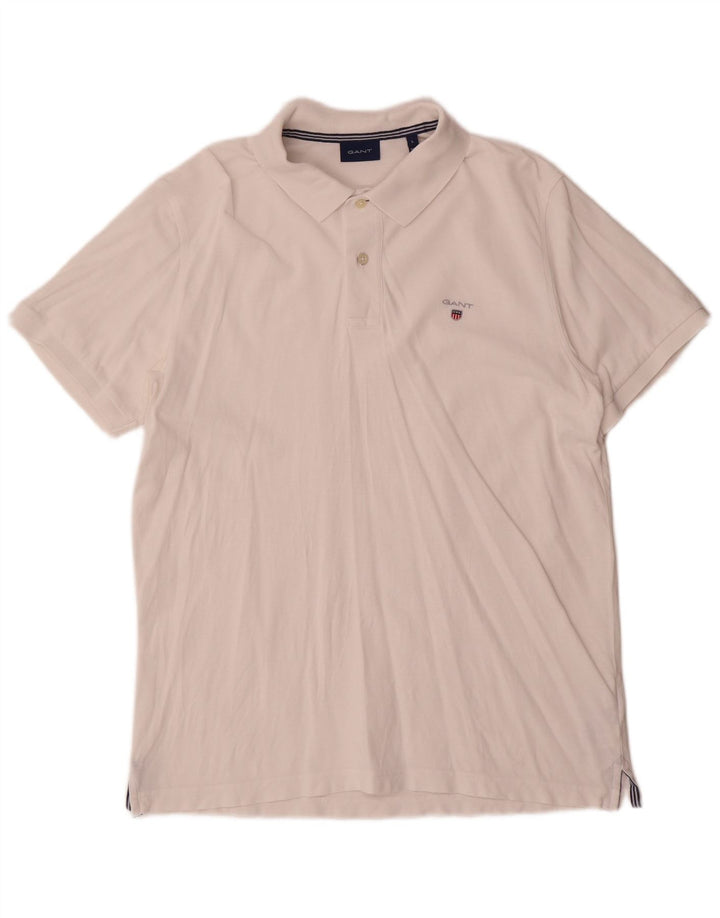 Gant Mens Polo Shirt Large White Cotton