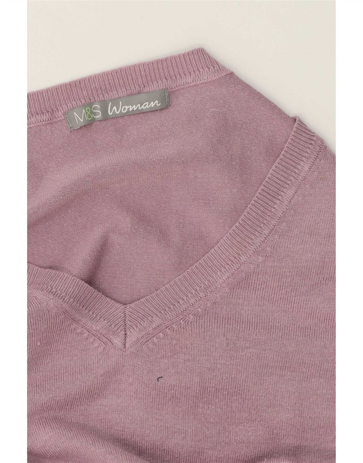 Marks & Spencer Womens V-Neck Jumper Sweater UK 16 Large Purple