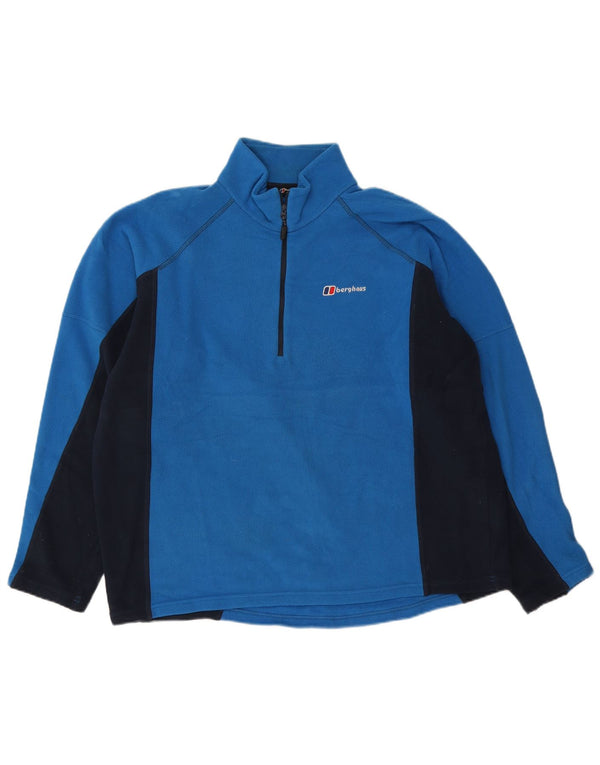 Berghaus Mens Zip Neck Fleece Jumper XL Blue Colourblock Polyester