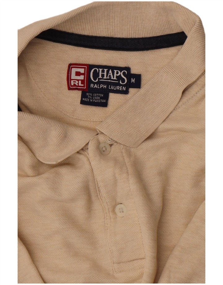 CHAPS RALPH LAUREN Mens Polo Shirt Medium Beige Flecked Cotton