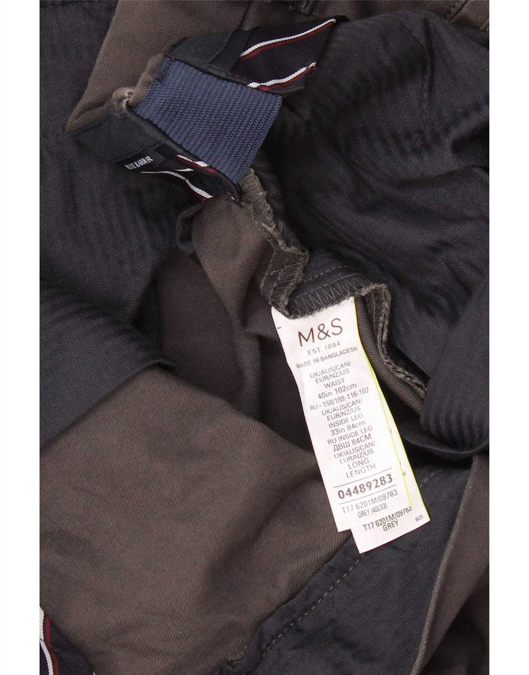 Marks & Spencer Mens Straight Chino Trousers W40 L31 Grey Cotton