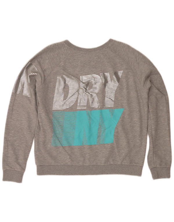 Superdry Womens Graphic Sweatshirt Jumper UK 16 Large Grey Flecked
