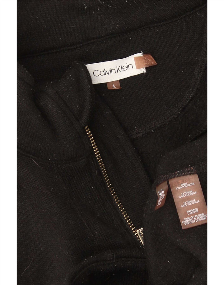 Calvin Klein Womens Tracksuit Top Jacket UK 16 Large Black Polyester