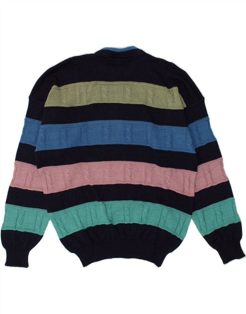 VINTAGE Mens Crew Neck Jumper Sweater IT 54 XL Multicoloured Striped | Vintage Vintage | Thrift | Second-Hand Vintage | Used Clothing | Messina Hembry 