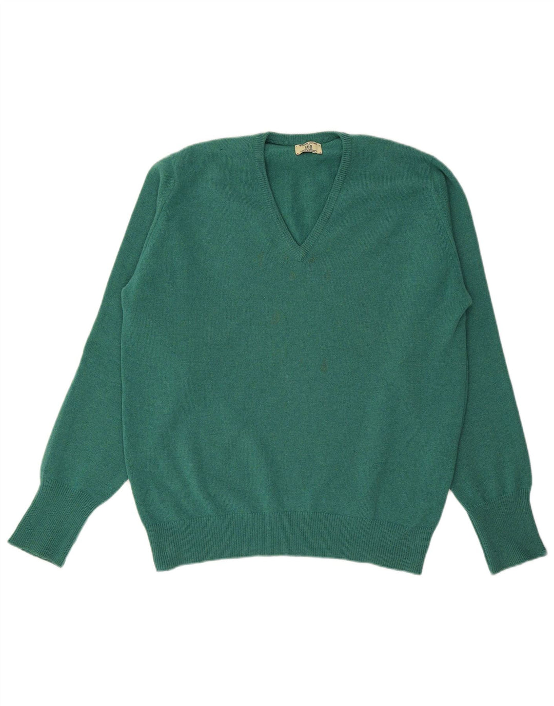 WILLIAM LOCKIE Mens V-Neck Jumper Sweater IT 52 Large Green Lambswool