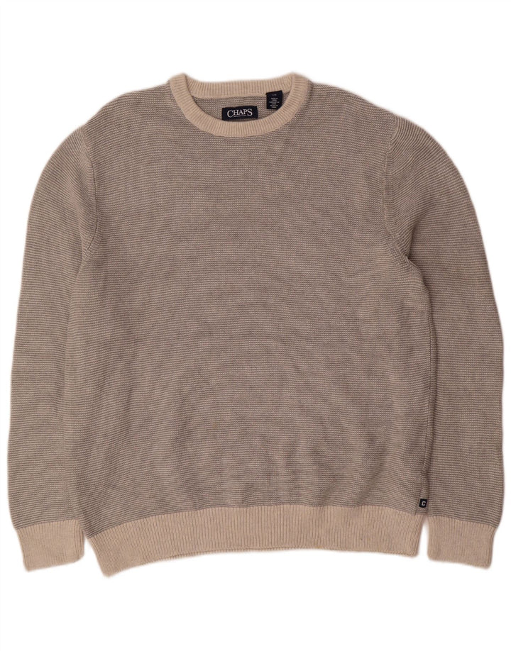 Chaps Mens Crew Neck Jumper Sweater Large Grey Cotton