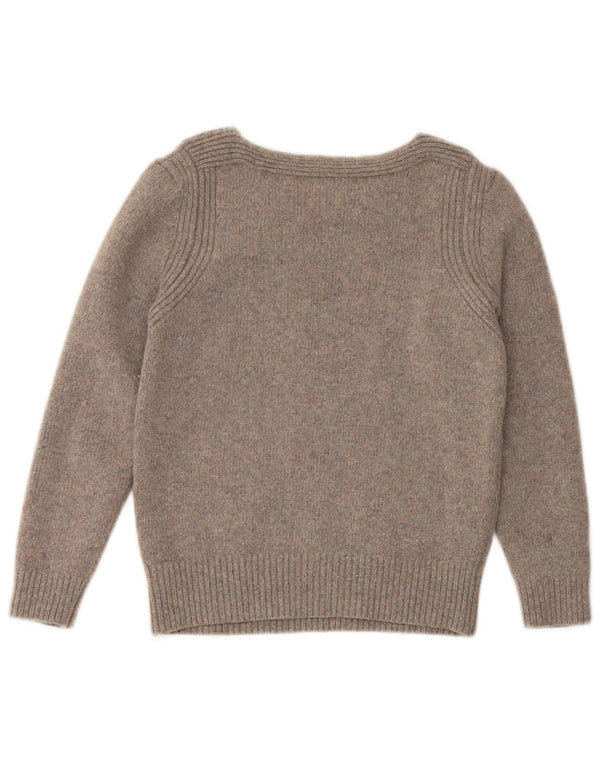 MIH Girls Boat Neck Jumper Sweater 9-10 Years Small Grey Wool