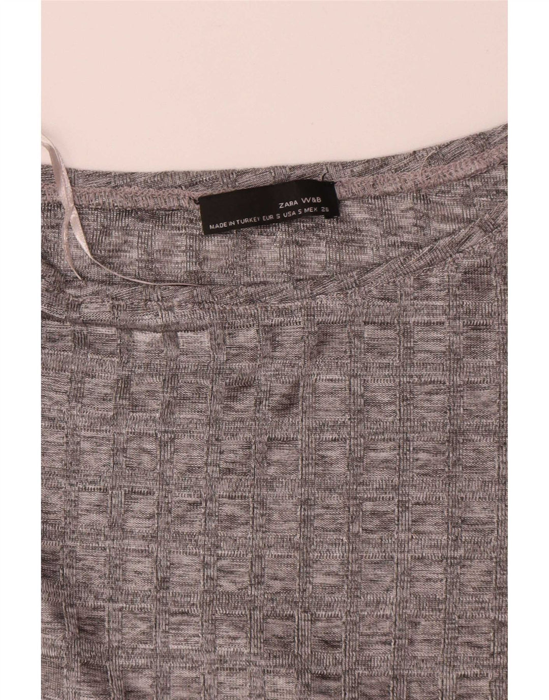 Zara Womens Long Sleeve Tunic Top UK 10 Small Grey Check